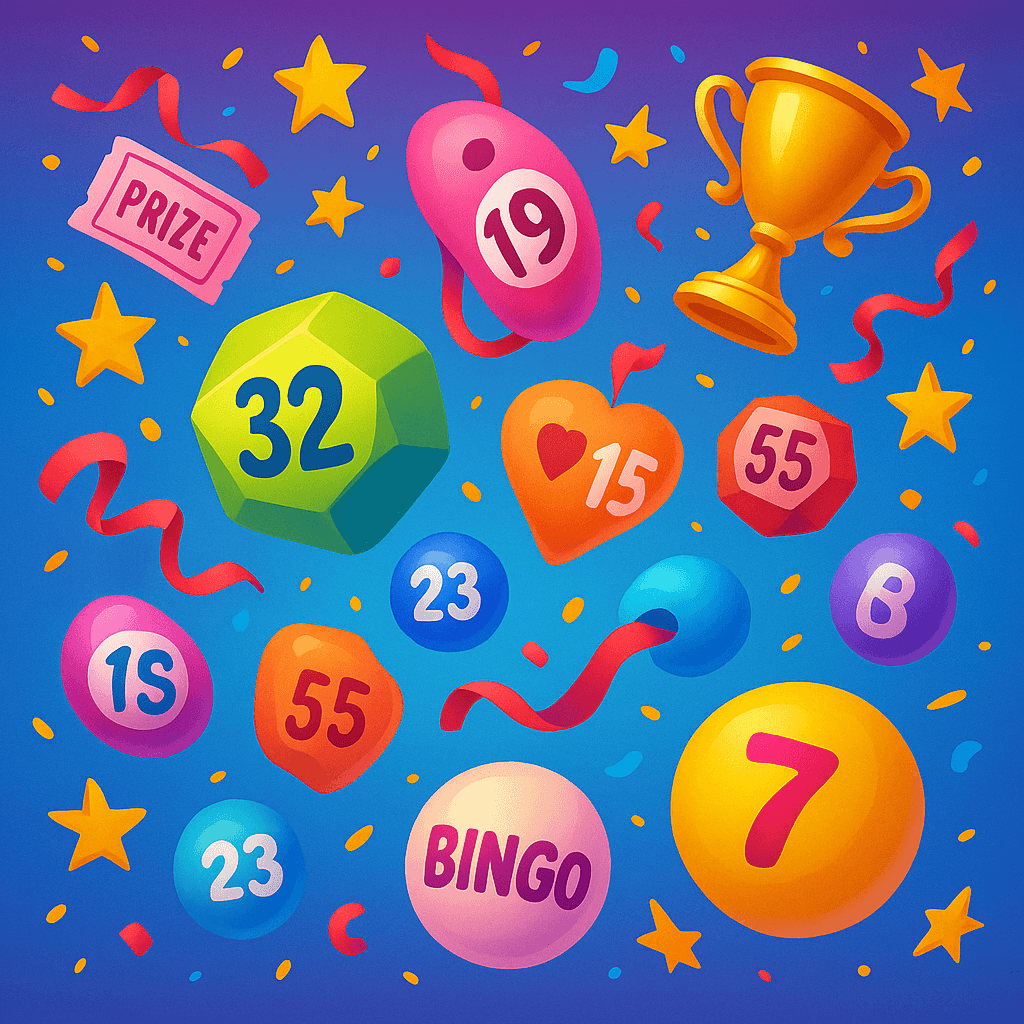Colorful lottery balls with celebration elements